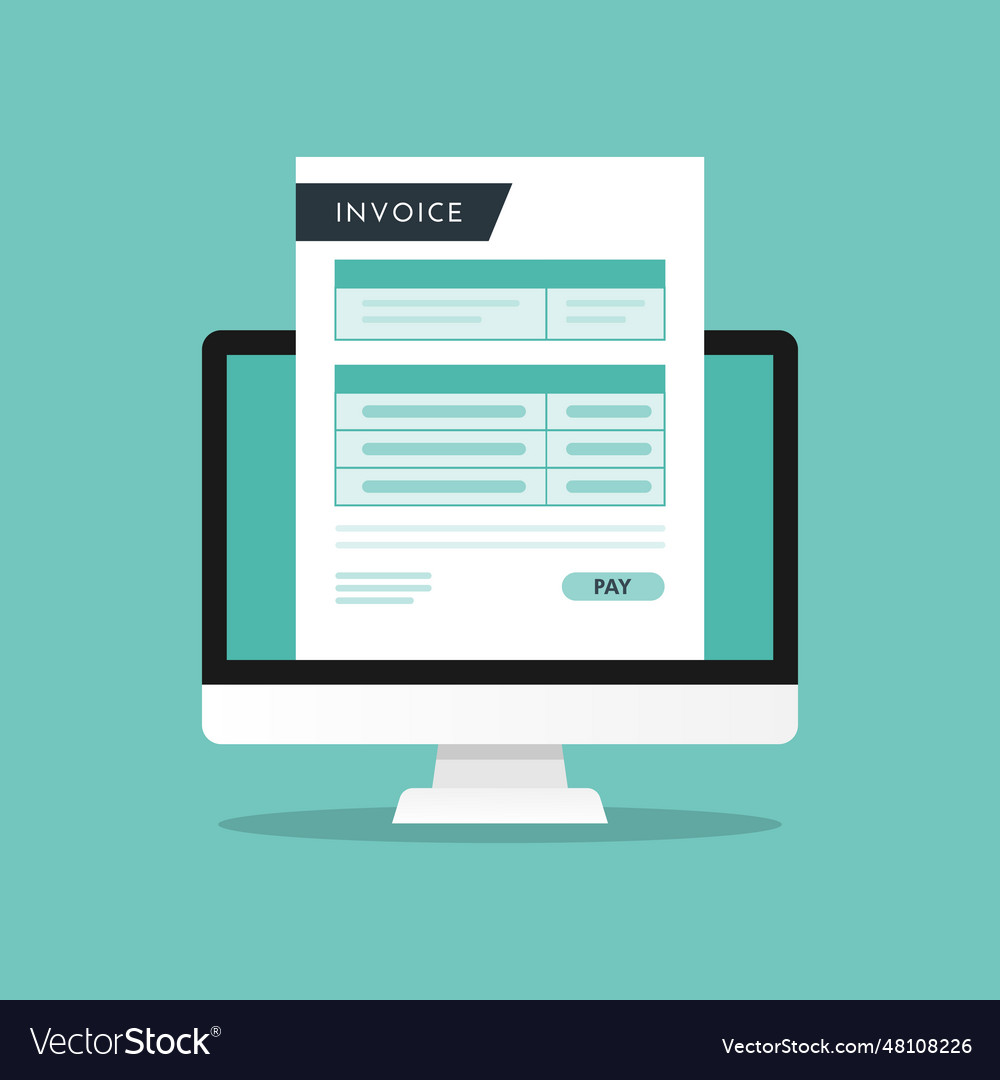 Invoice form on computer screen can be used vector image Invoice form on computer screen can be used