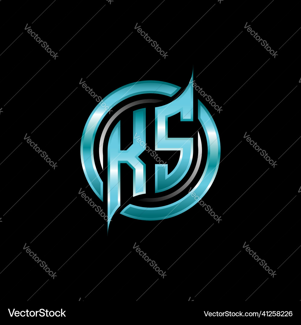 Ks initial monogram logo circle rounded Royalty Free Vector