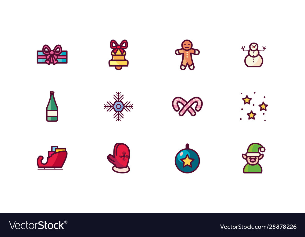 Merry christmas icon set design