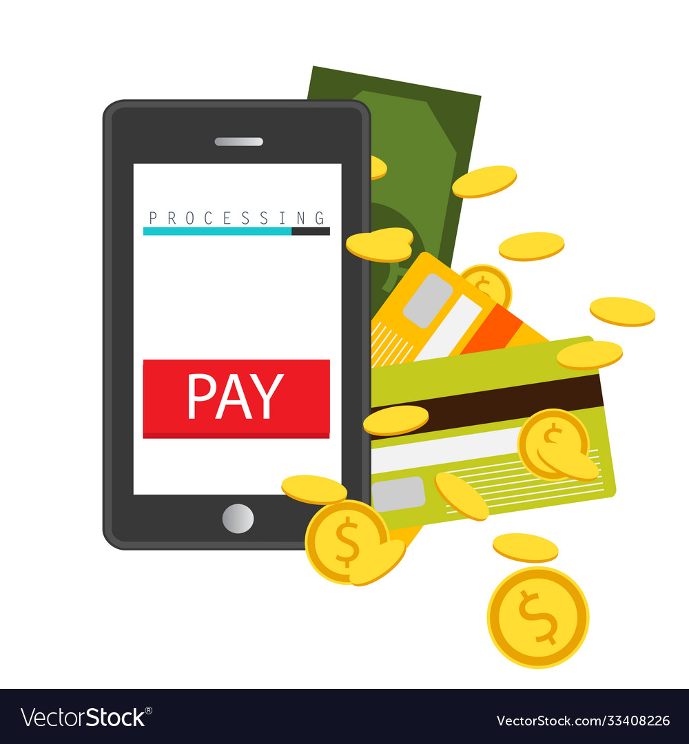 Mobile payment concept hand holding a phone Vector Image