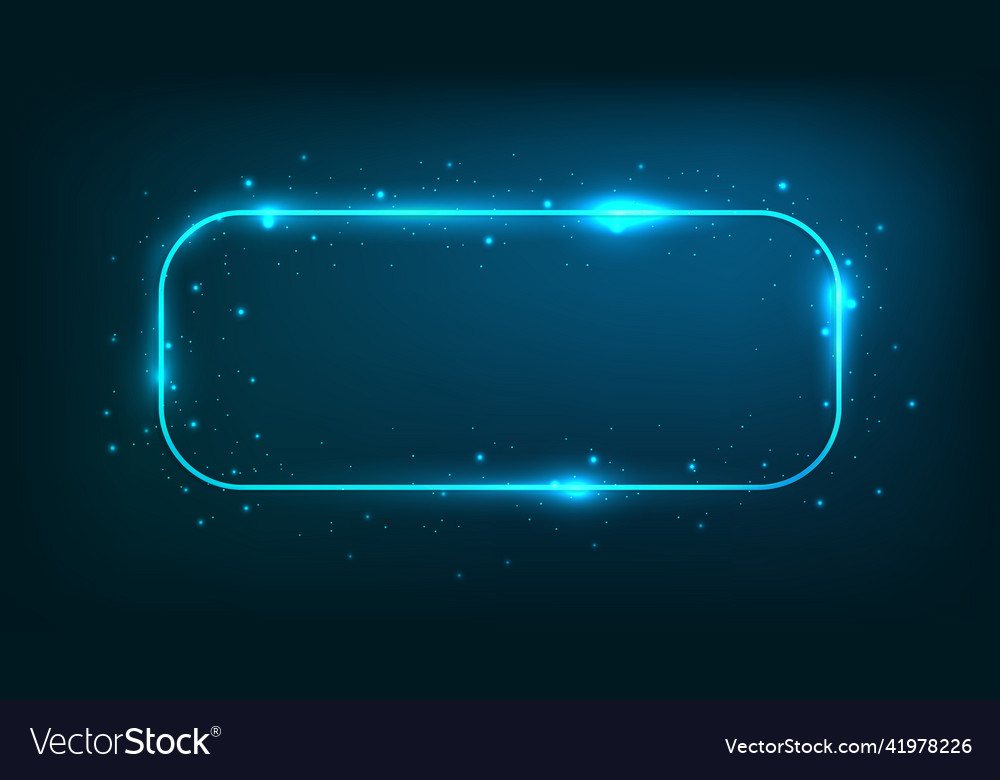 Neon rectangular frame with shining effects vector image Neon rectangular frame with shining effects