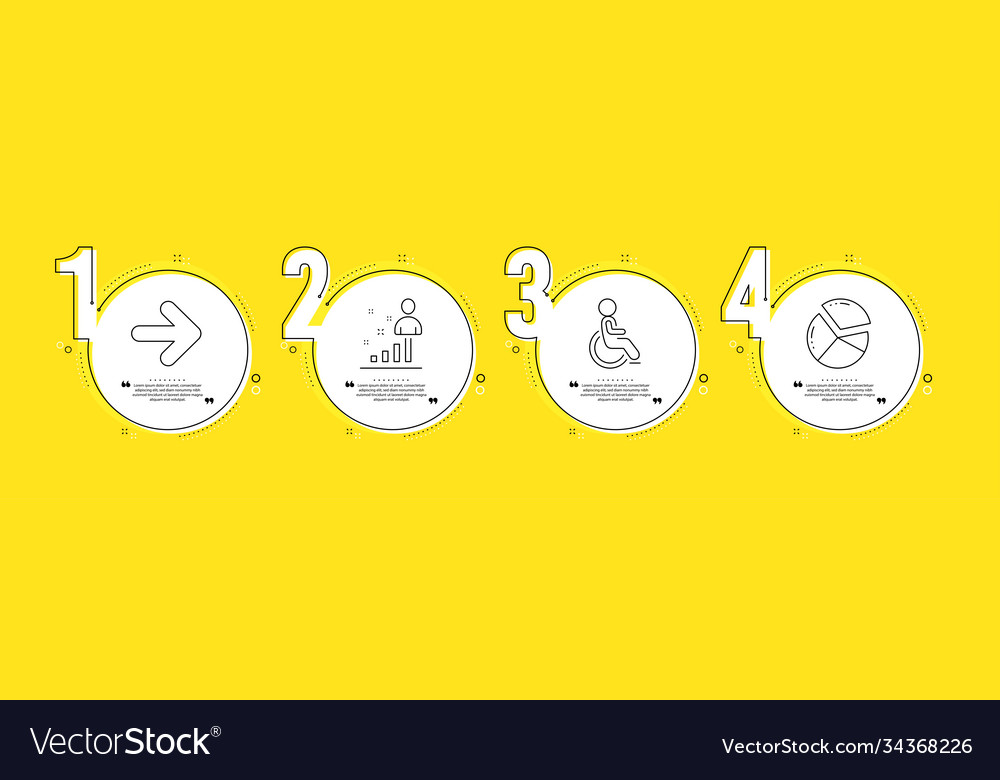 Next disabled and stats icons set pie chart sign vector image Next disabled and stats icons set pie chart sign