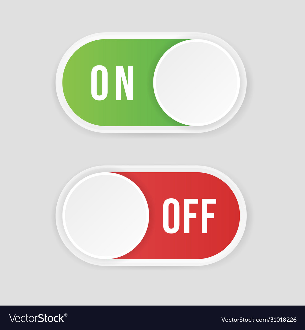 On and off toggle switch buttons material design Vector Image