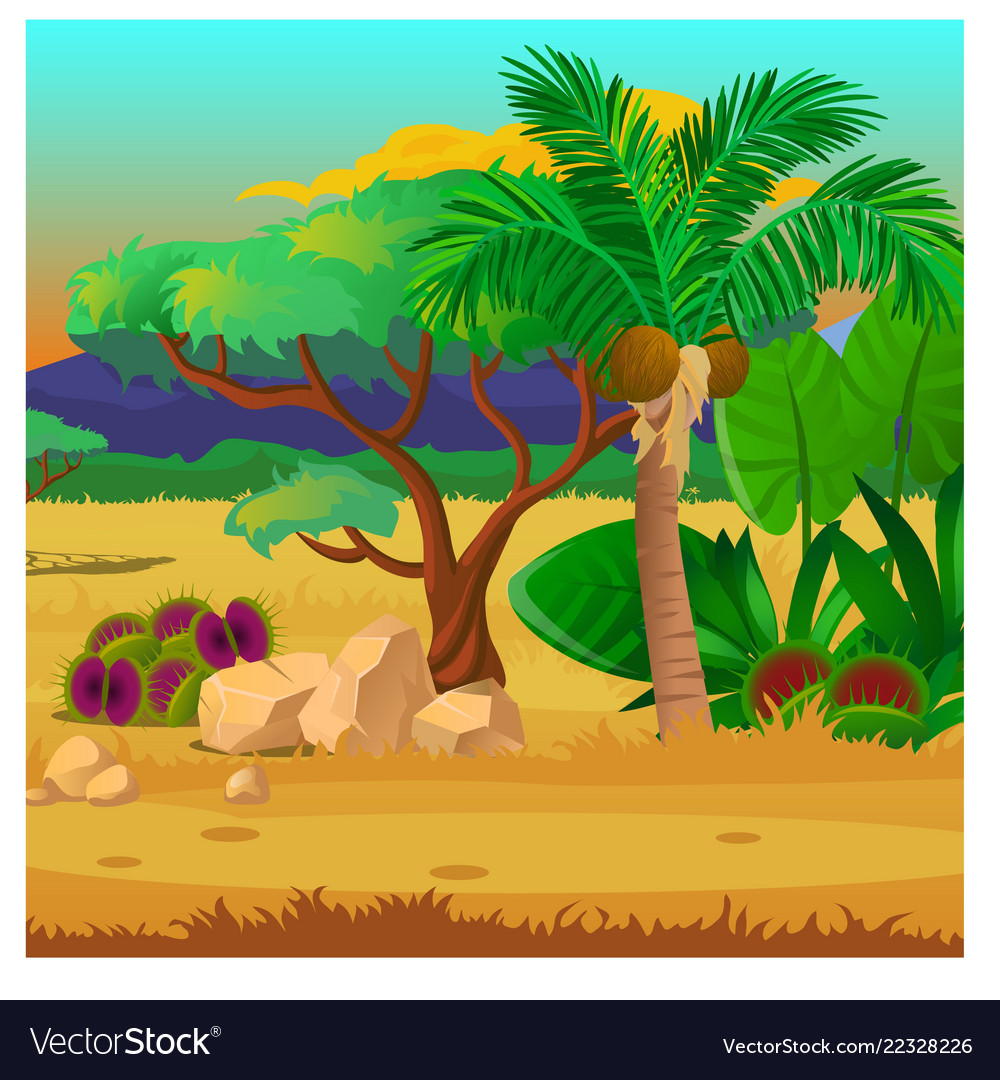 Picturesque landscape with a coconut palm tree Vector Image