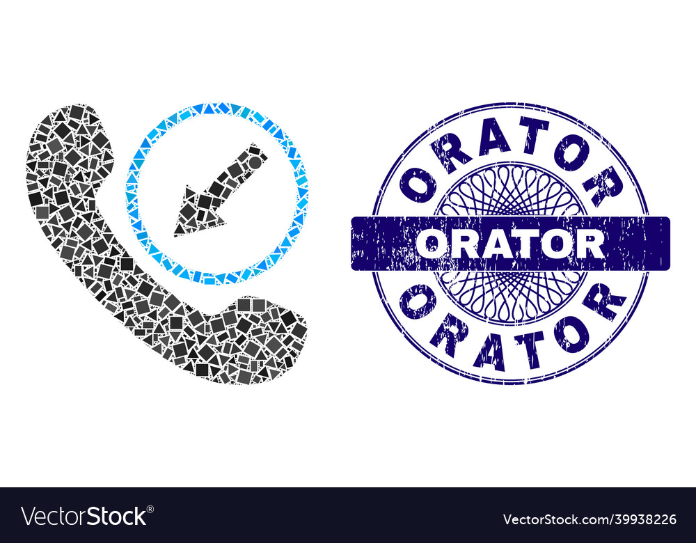 Scratched orator stamp and geometric incoming call Vector Image Scratched orator stamp and geometric incoming call