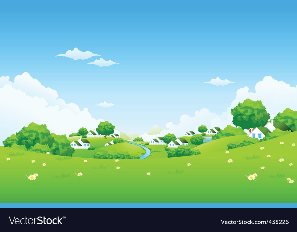 Serene Grüne Landschaft mit Cottages