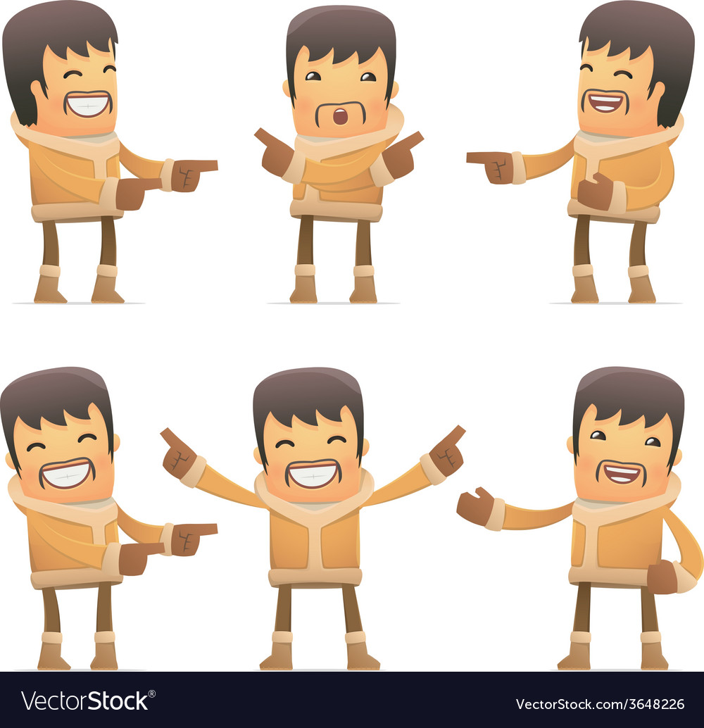 Set of eskimo character in different poses
