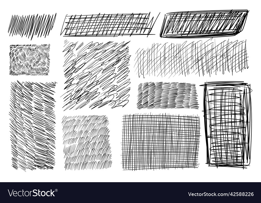 Sketch hatched rectangles scribble texture vector image Sketch hatched rectangles scribble texture