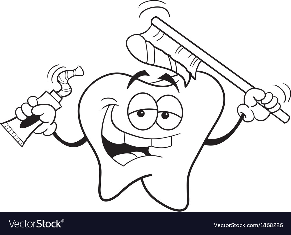 Tooth with toothbrush