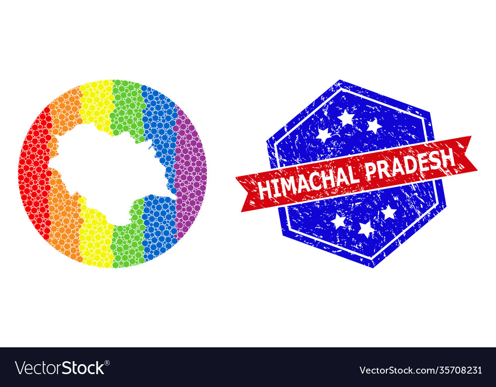 Bright dot map himachal pradesh state mosaic