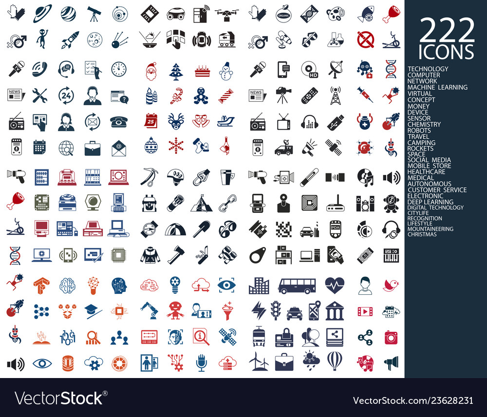 Digital 222 simple icons set vector image Digital 222 simple icons set