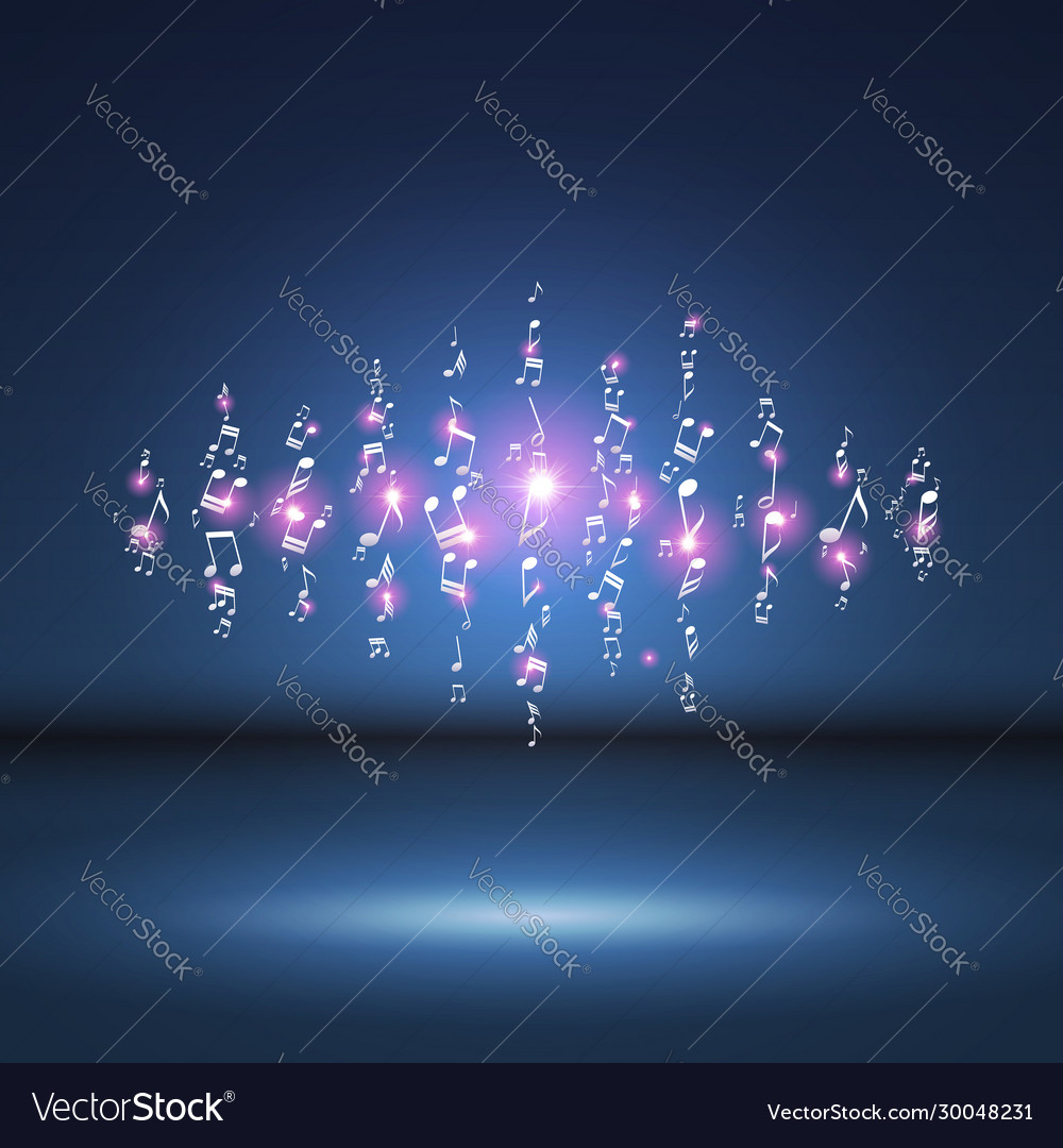 Exploding party music wave made notes vector image Exploding party music wave made notes