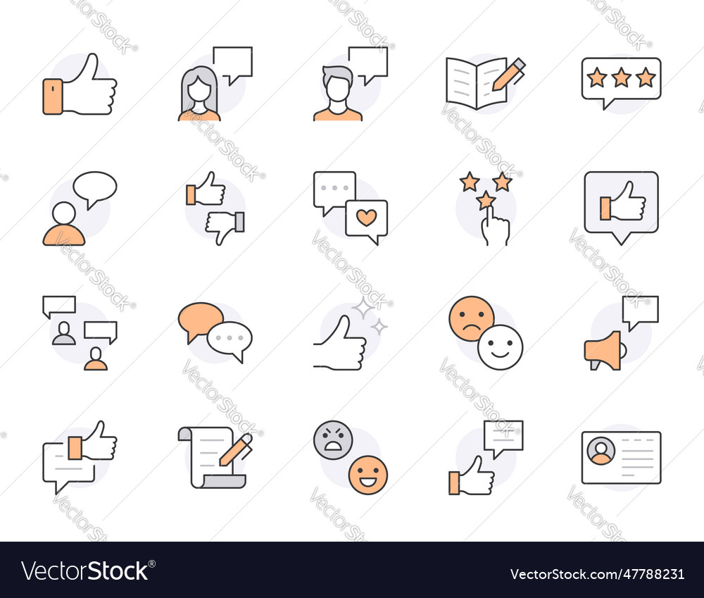 Feedback line icon set customer service user vector image Feedback line icon set customer service user