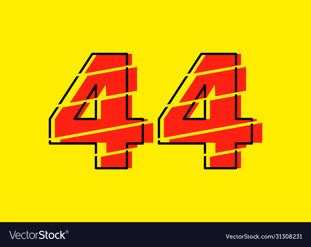 Glitch modern red 44 number design numeral Vector Image