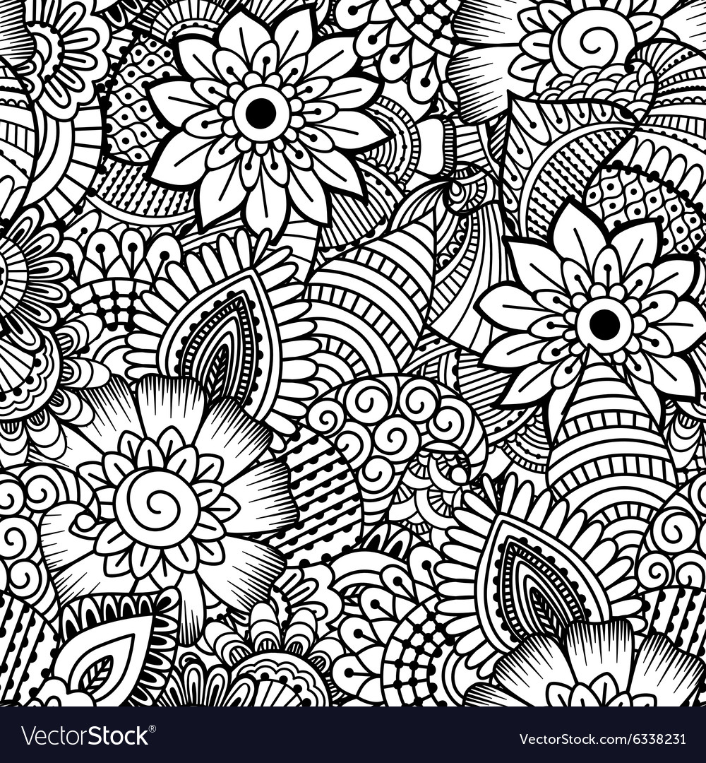 Intricate Black & White Henna Pattern