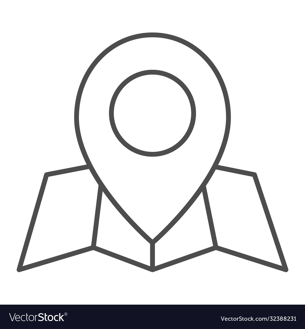 Location marker and map thin line icon