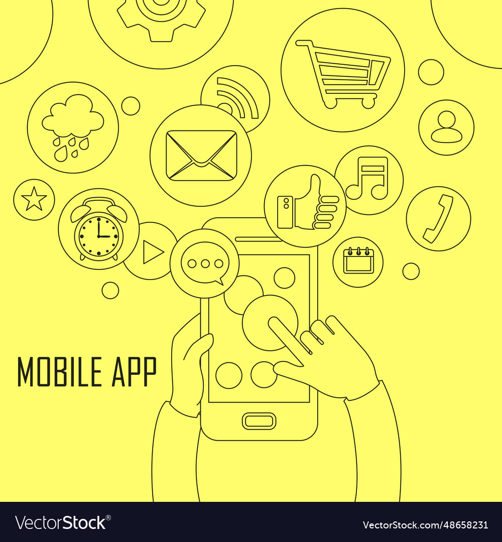 Mobile apps concept in thin line style