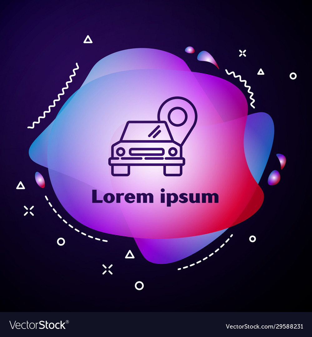 Purple line map pointer with taxi icon isolated vector image Purple line map pointer with taxi icon isolated