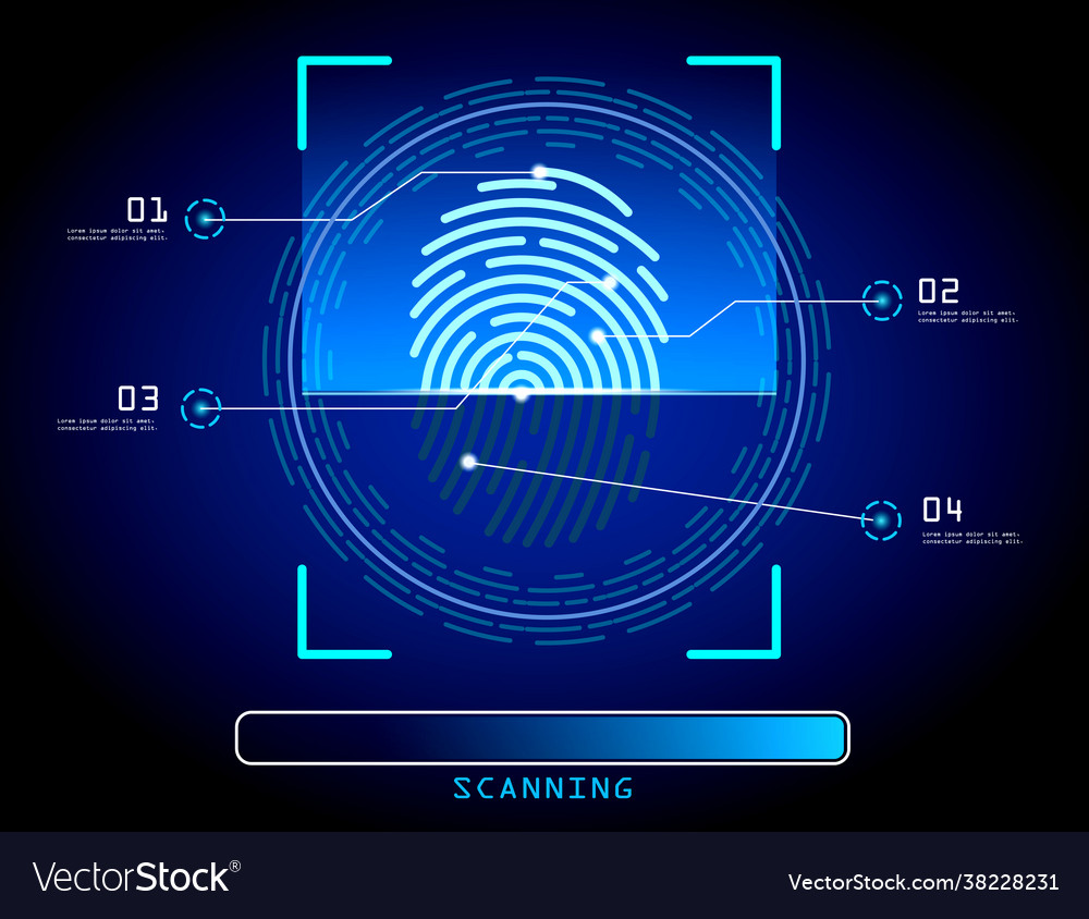 Realistic scanning progress fingerprint security Vector Image Realistic scanning progress fingerprint security