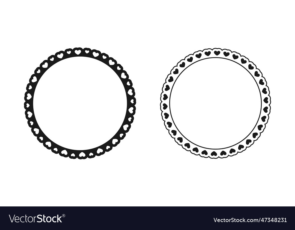 Round scalloped frame with hearts pattern set
