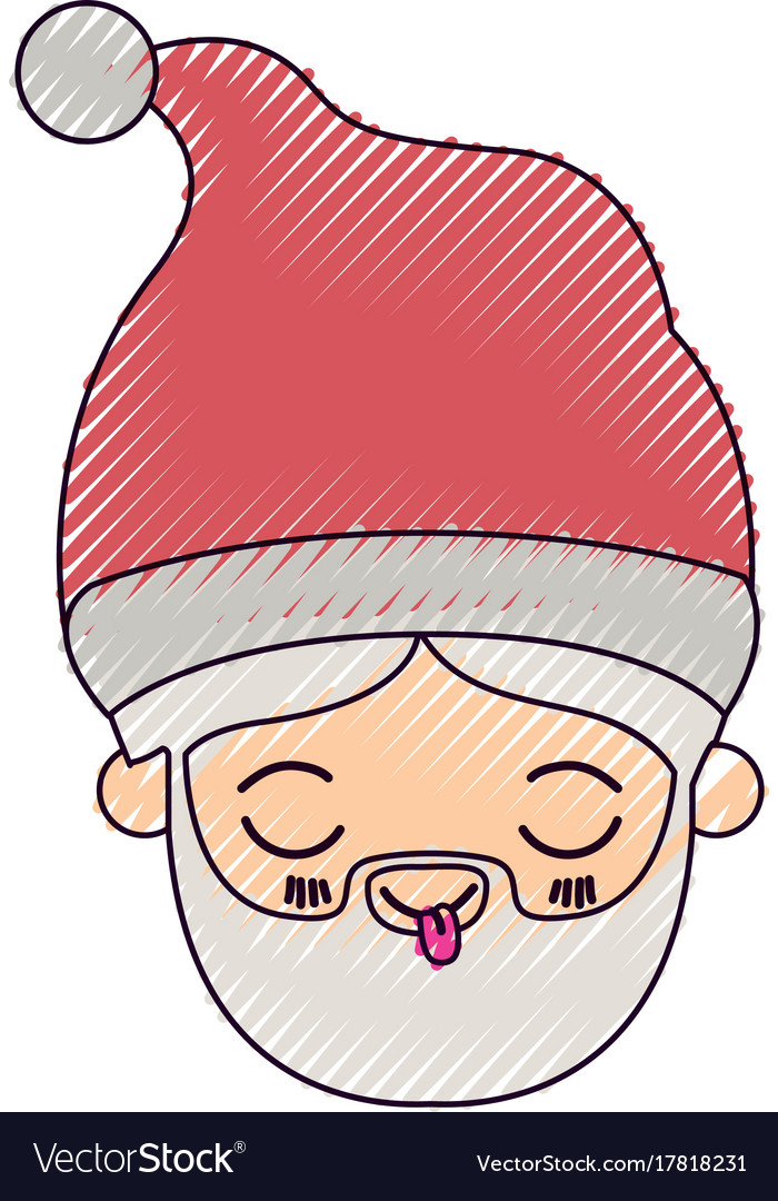 Santa claus kawaii face eyes closed and tongue out