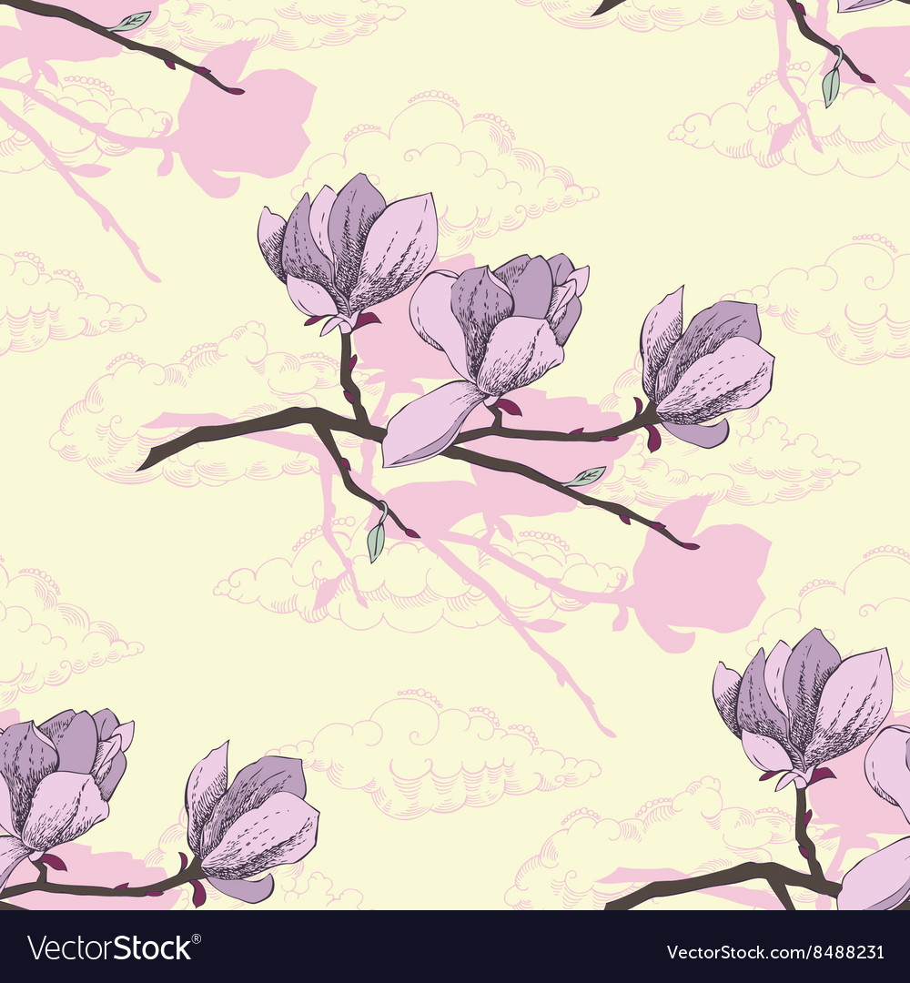 Seamless pattern with magnolia