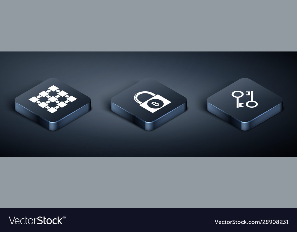 Set isometric blockchain technology Vector Image Set isometric blockchain technology