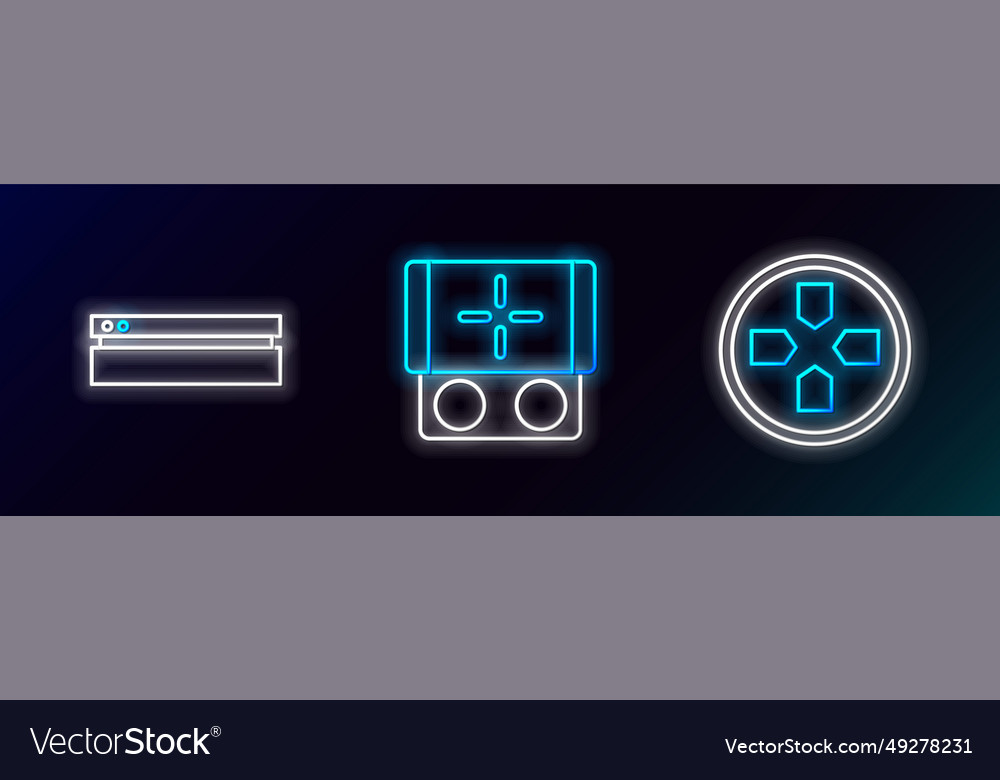 Set line gamepad video game console and portable vector image Set line gamepad video game console and portable