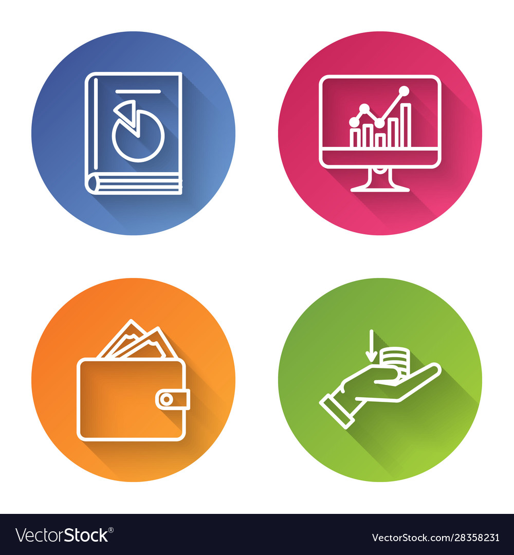 Set line user manual computer monitor with graph vector image Set line user manual computer monitor with graph