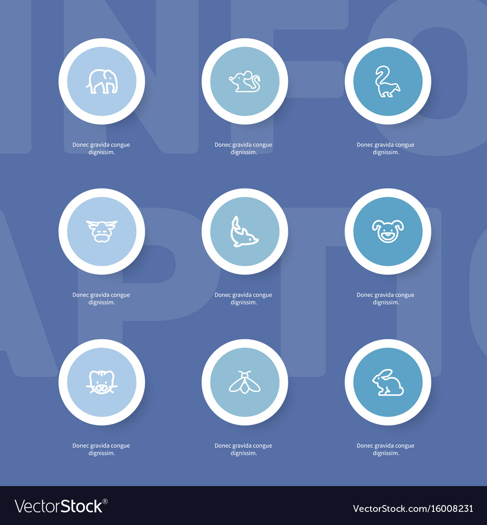 Set of 9 editable zoo outline icons includes