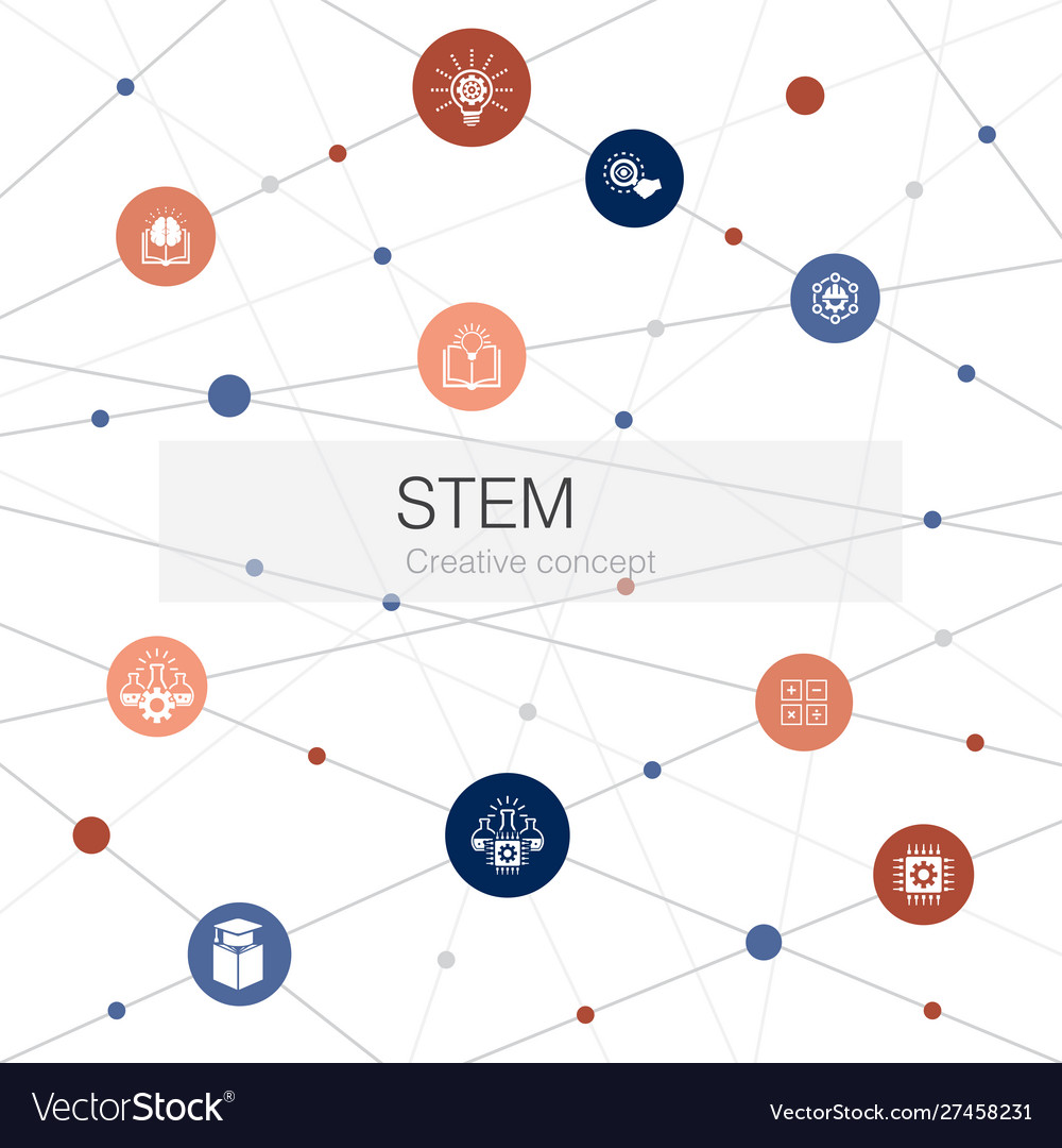 Stem trendy web template with simple icons