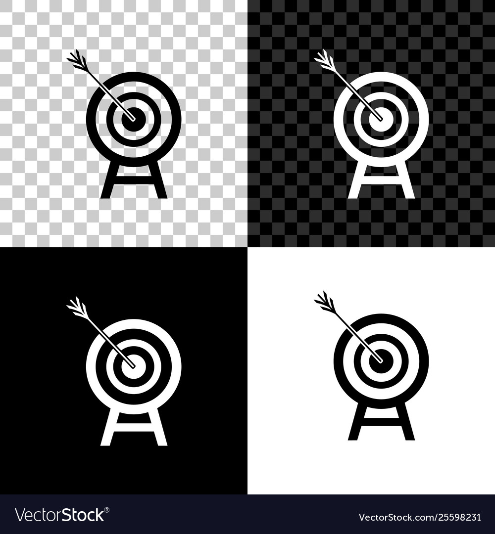 Target with arrow icon isolated on black white