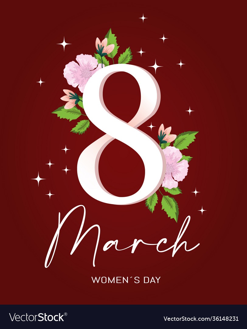 Womens day decorative 8 march flowers invitation Vector Image