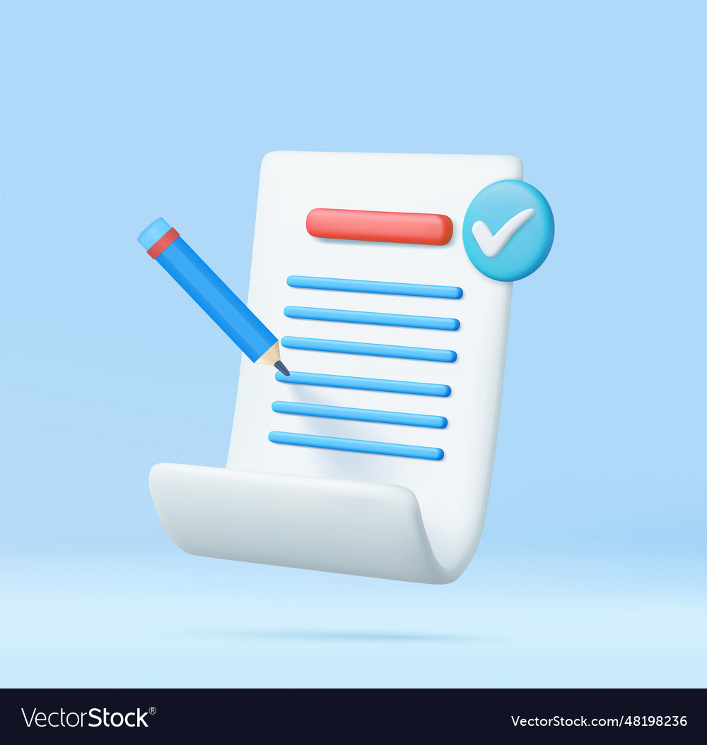 3d white paper task management todo check list