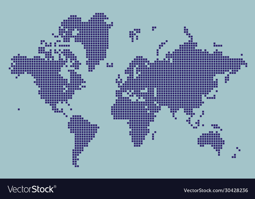 Abstract pixel world map halftone style
