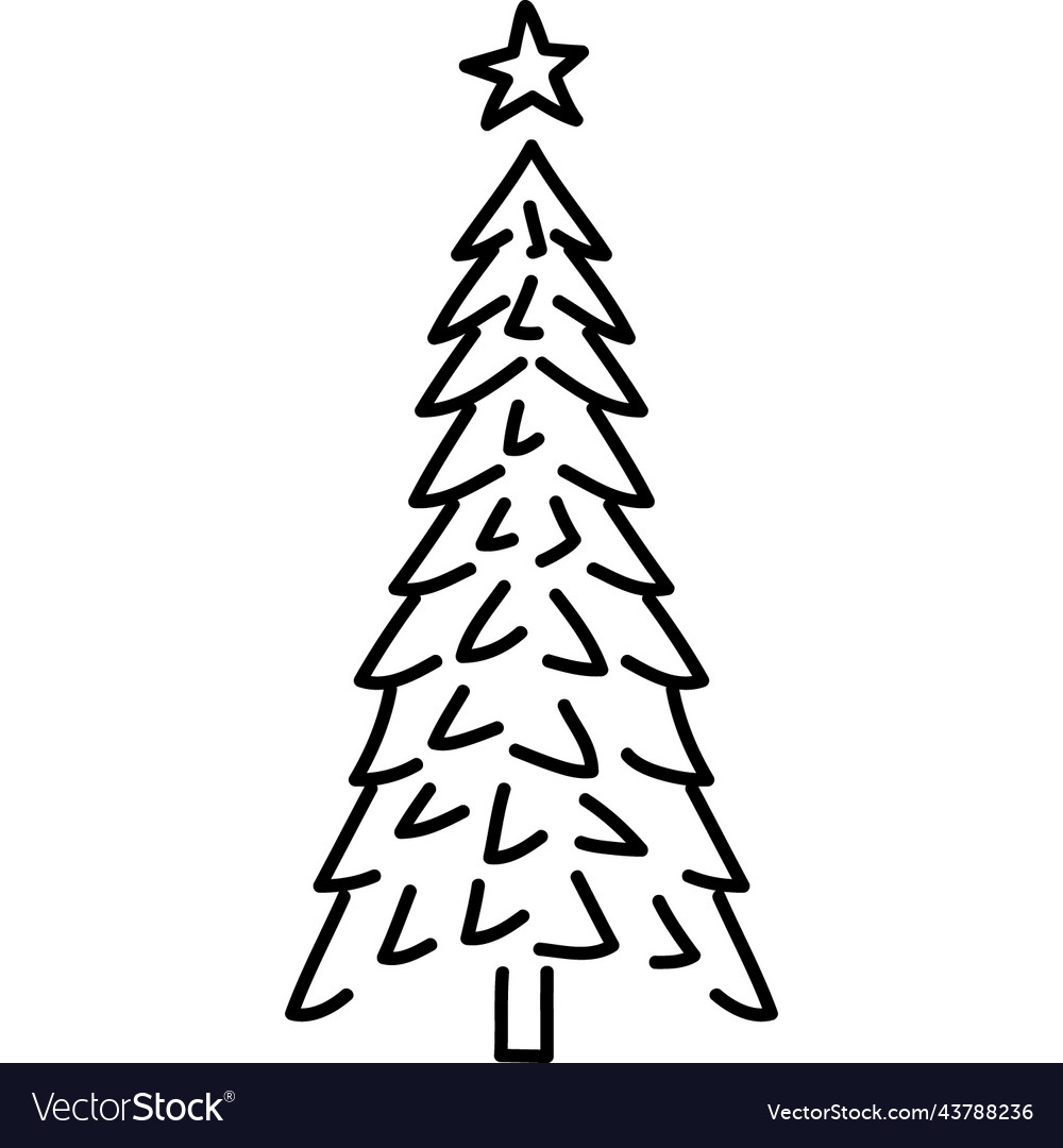 Christmas tree doodle Royalty Free Vector Image