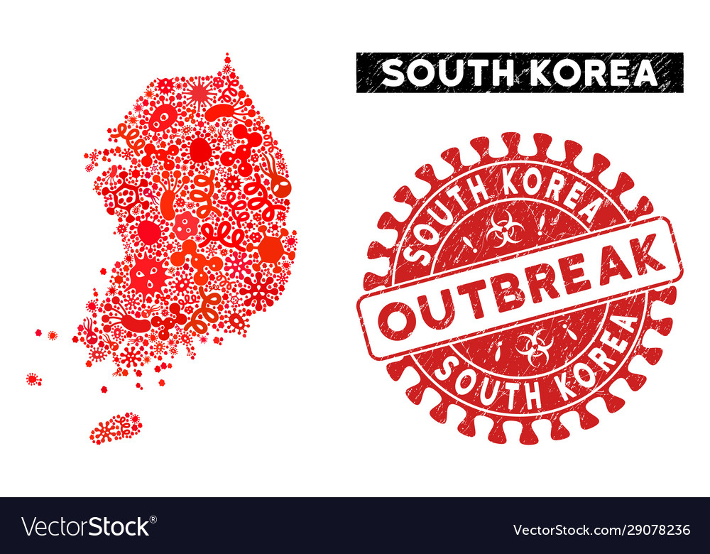 Contagious mosaic south korea map with distress