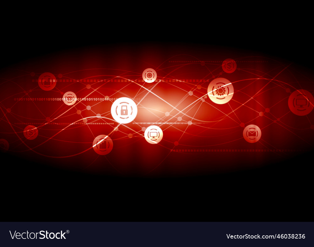 Dark red communication network wavy background