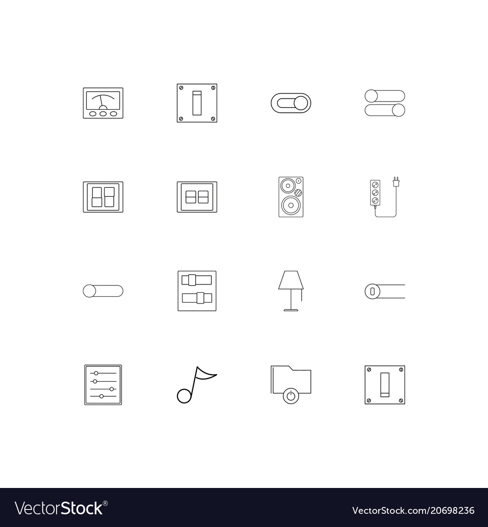 Electrical simple linear icons set outlined