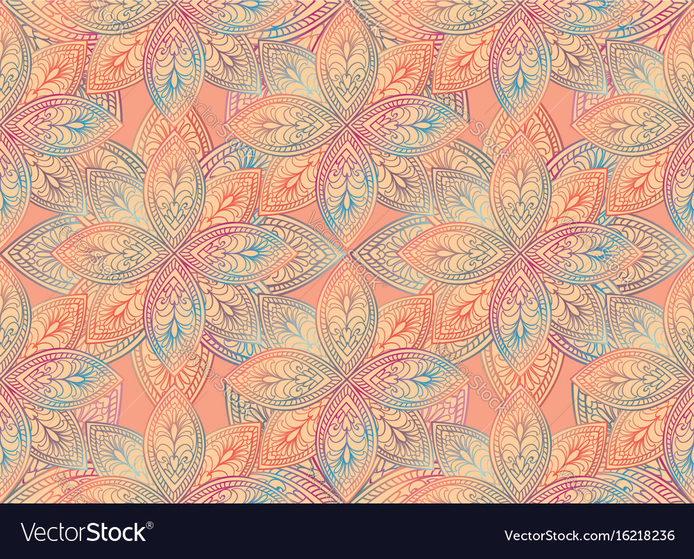 Floral seamless pattern linear orient ornament