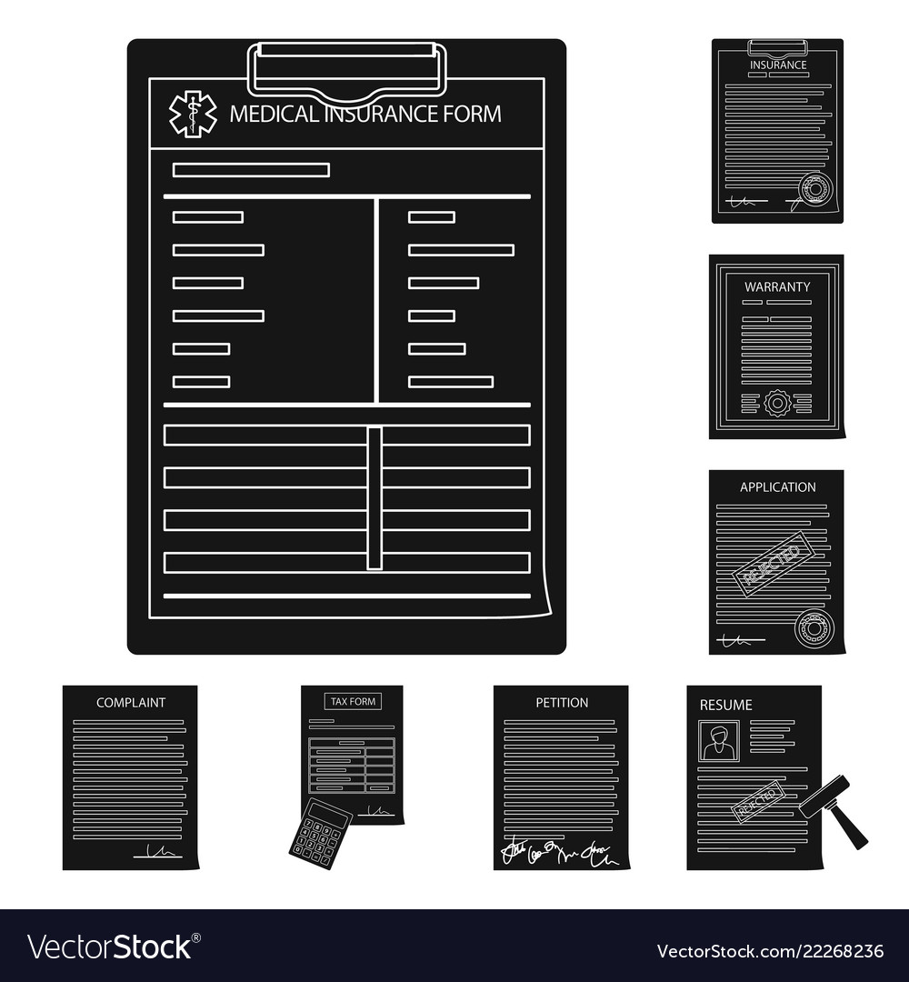 Isolated object of form and document sign set