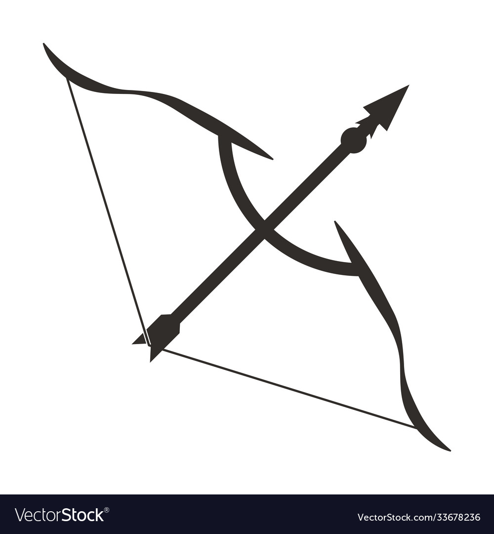 Long Bow With Arrow Archery Flat Icon For Apps Vector Image