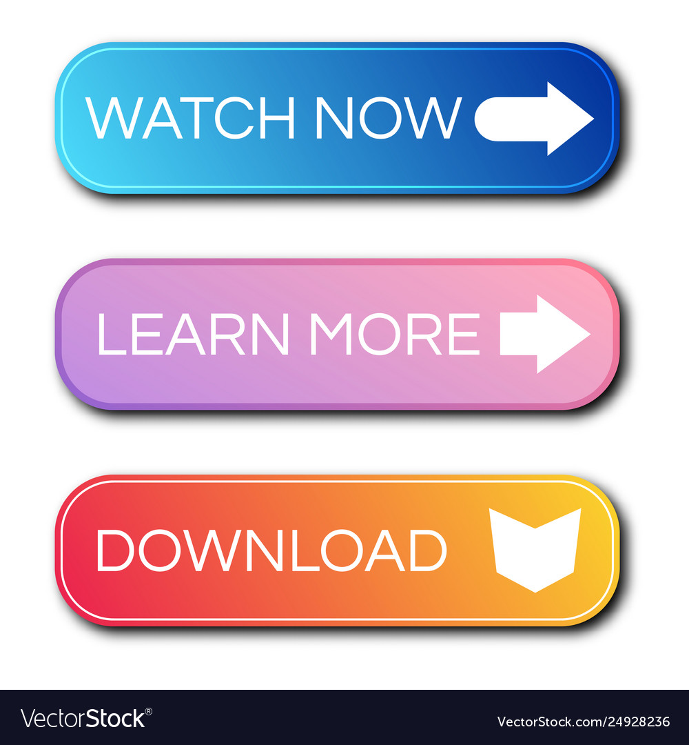 Set three modern gradient buttons with shadows vector image Set three modern gradient buttons with shadows
