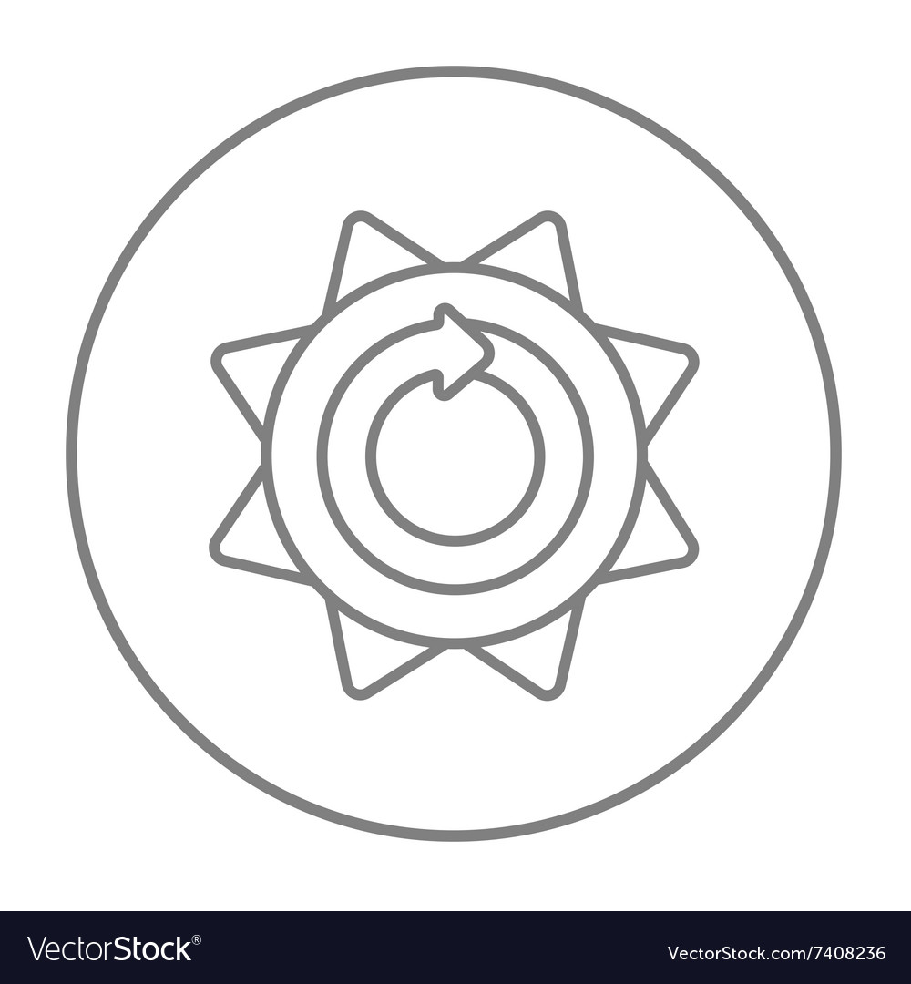 Sun with round arrow line icon