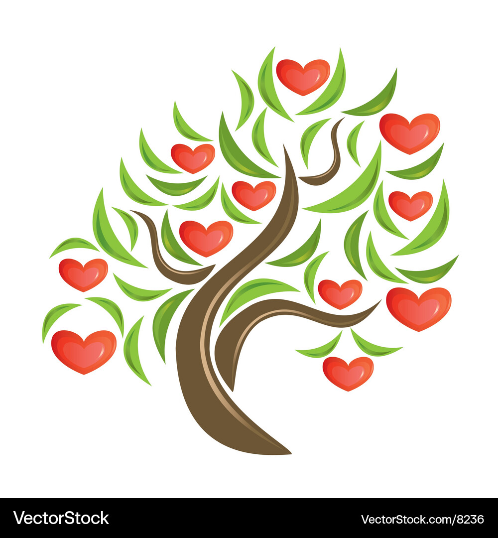 Tree with hearts Royalty Free Vector Image - VectorStock