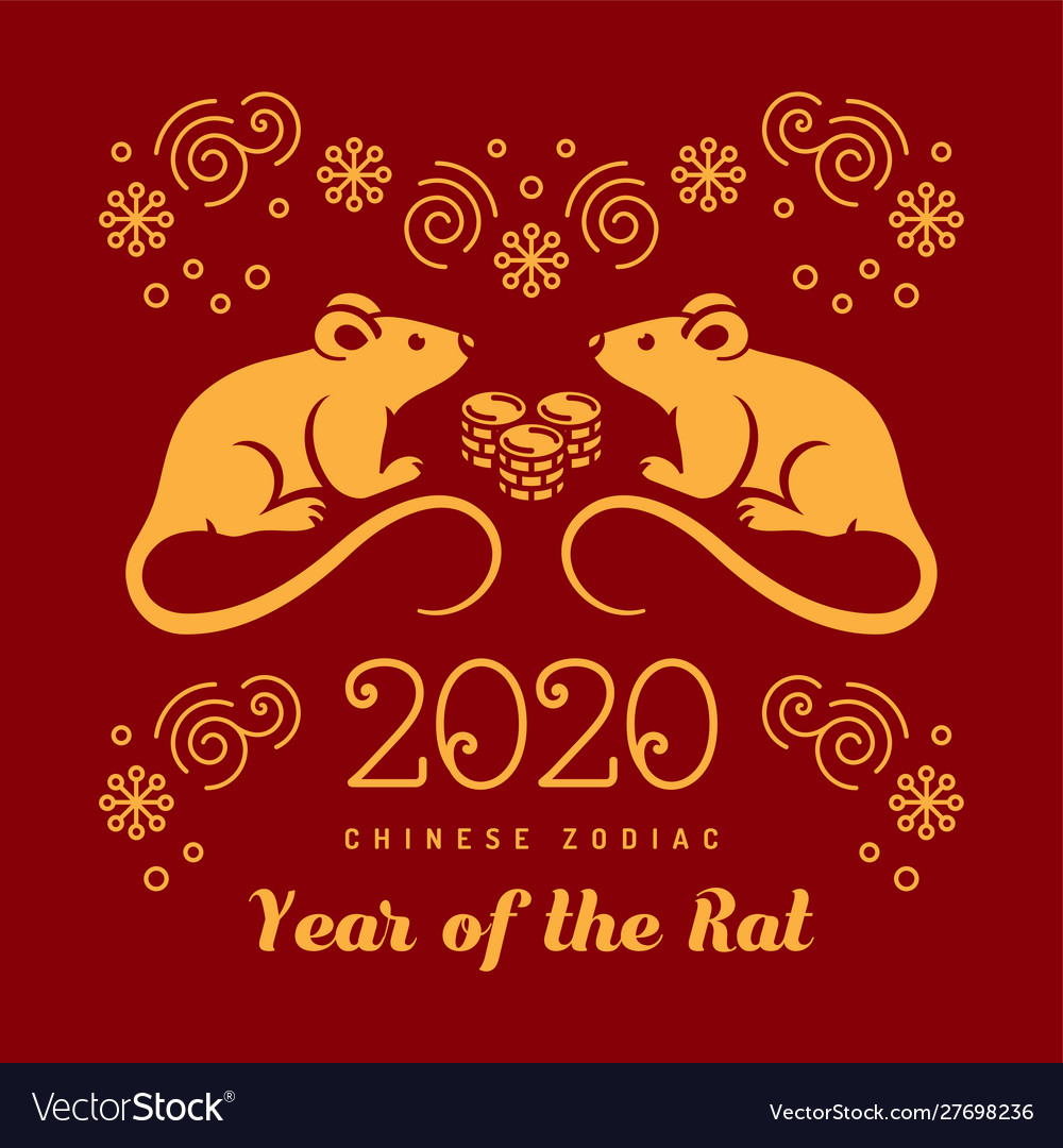 Year Rat 2020 Chinese Zodiac Happy New Royalty Free Vector