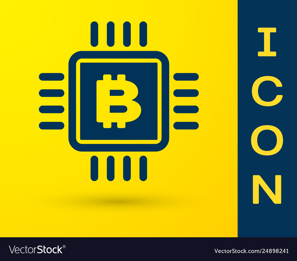 Blue cpu mining farm icon isolated on yellow