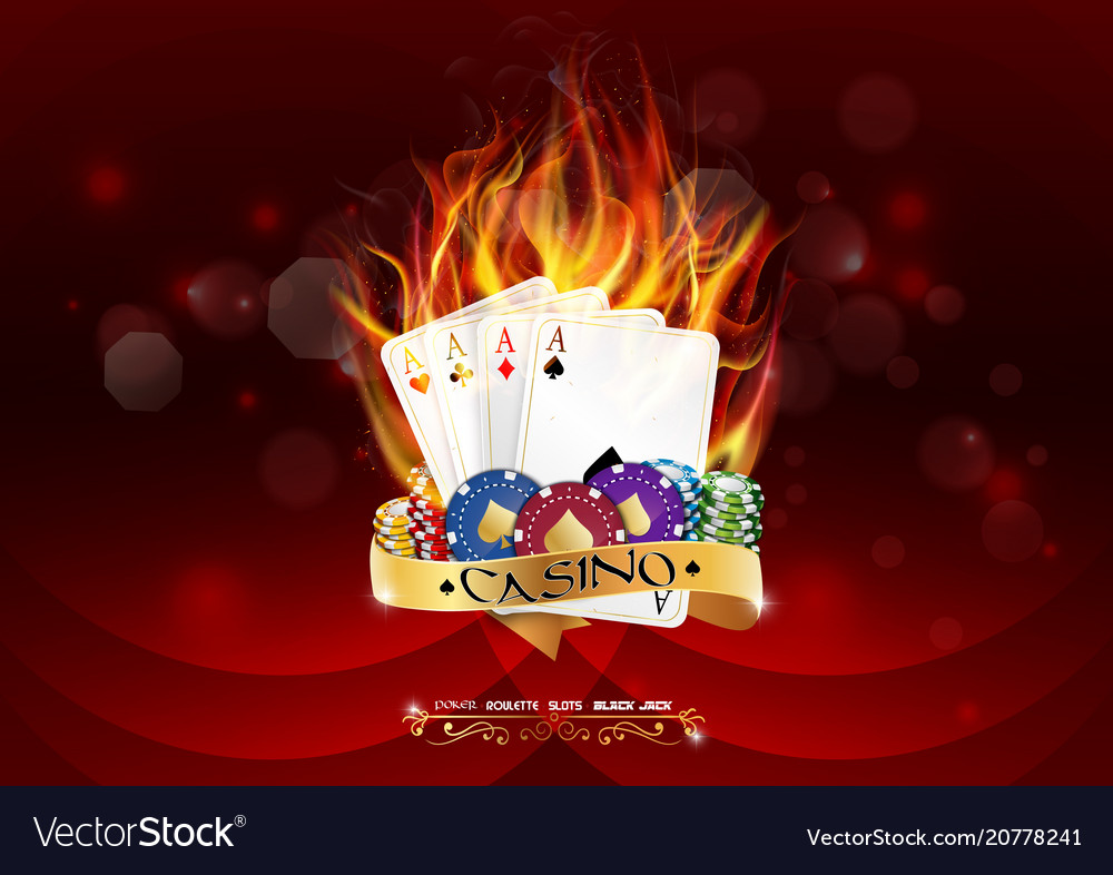 Casino poker banner with chips and cards