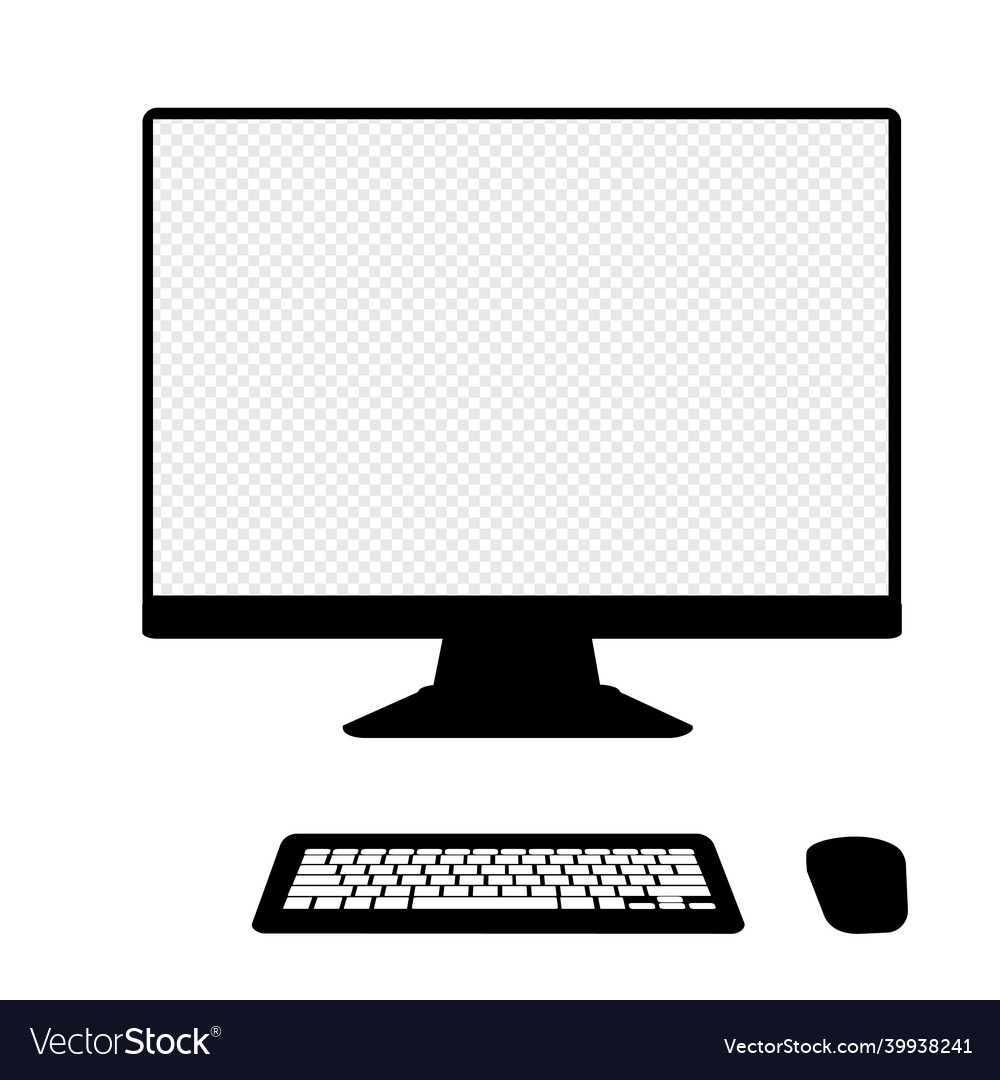 Computer icon monitor with keyboard flat style ve vector image Computer icon monitor with keyboard flat style ve