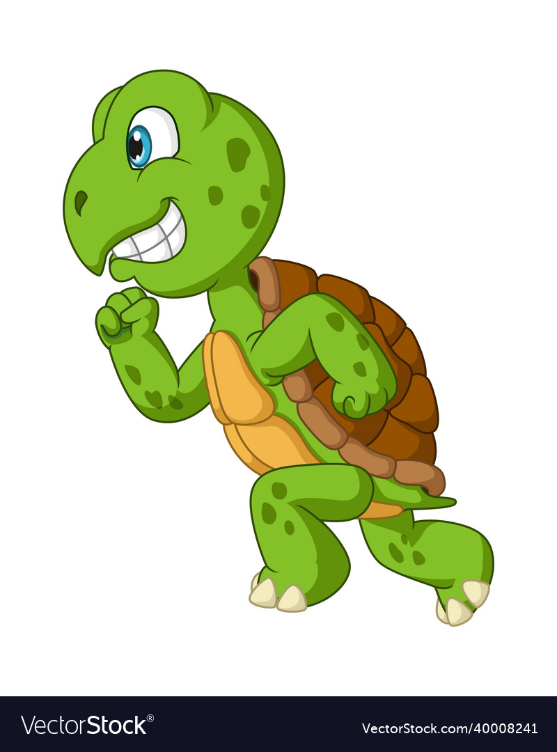 Cute happy turtle cartoon running Royalty Free Vector Image